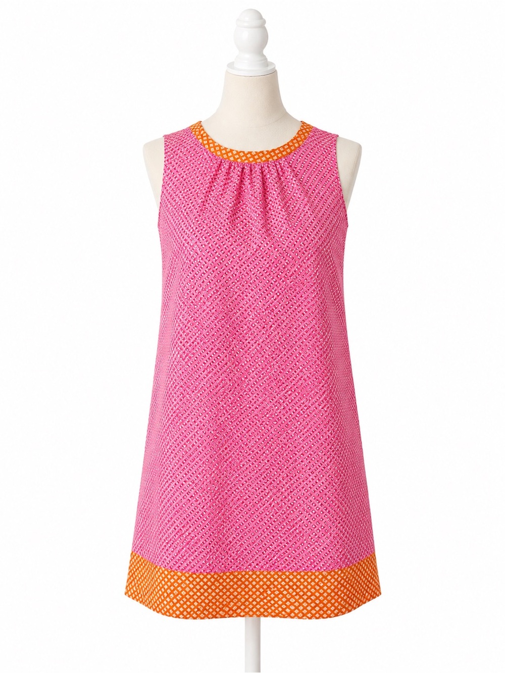 Juicy Couture Sleeveless Shift Dress Pink Orange Geometric Print Tie Back Size 0